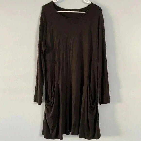Betabrand Lagenlook Dress Black Travel Jersey Long
Sleeves Dress Large L Slouchy - Picture 2 of 10
